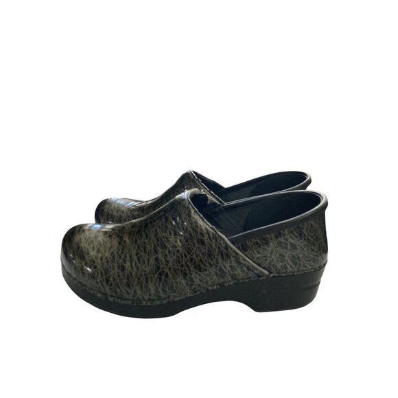 Dansko Professional Womens Size 40 (US 9.5) Black Gold Abstract Pattern Clogs - Picture 3 of 8